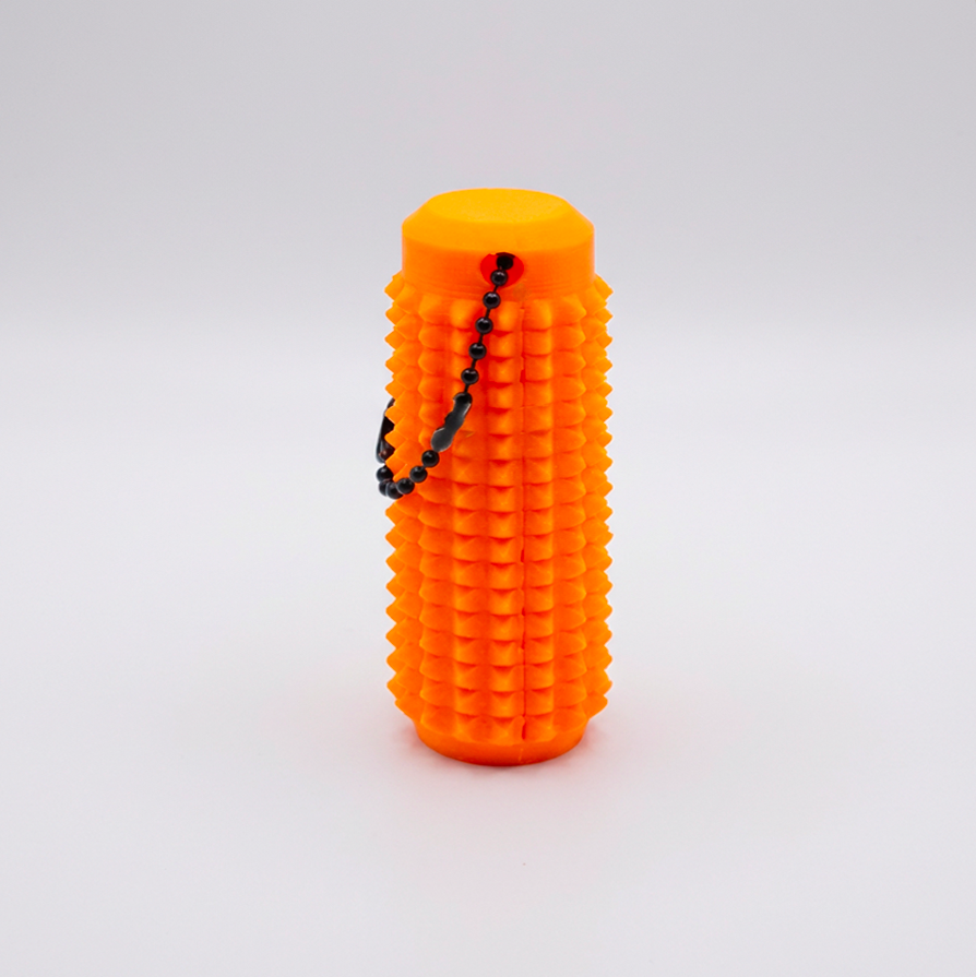 Vibrant Orange Spiked Core - Compact 3D-printed fidget tool for daily carry