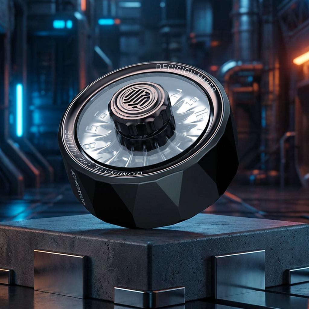 The Starloop Turbine Kinetic Metal Haptic Gear in Matte Black - Luxury industrial desk accessory by Lumenly