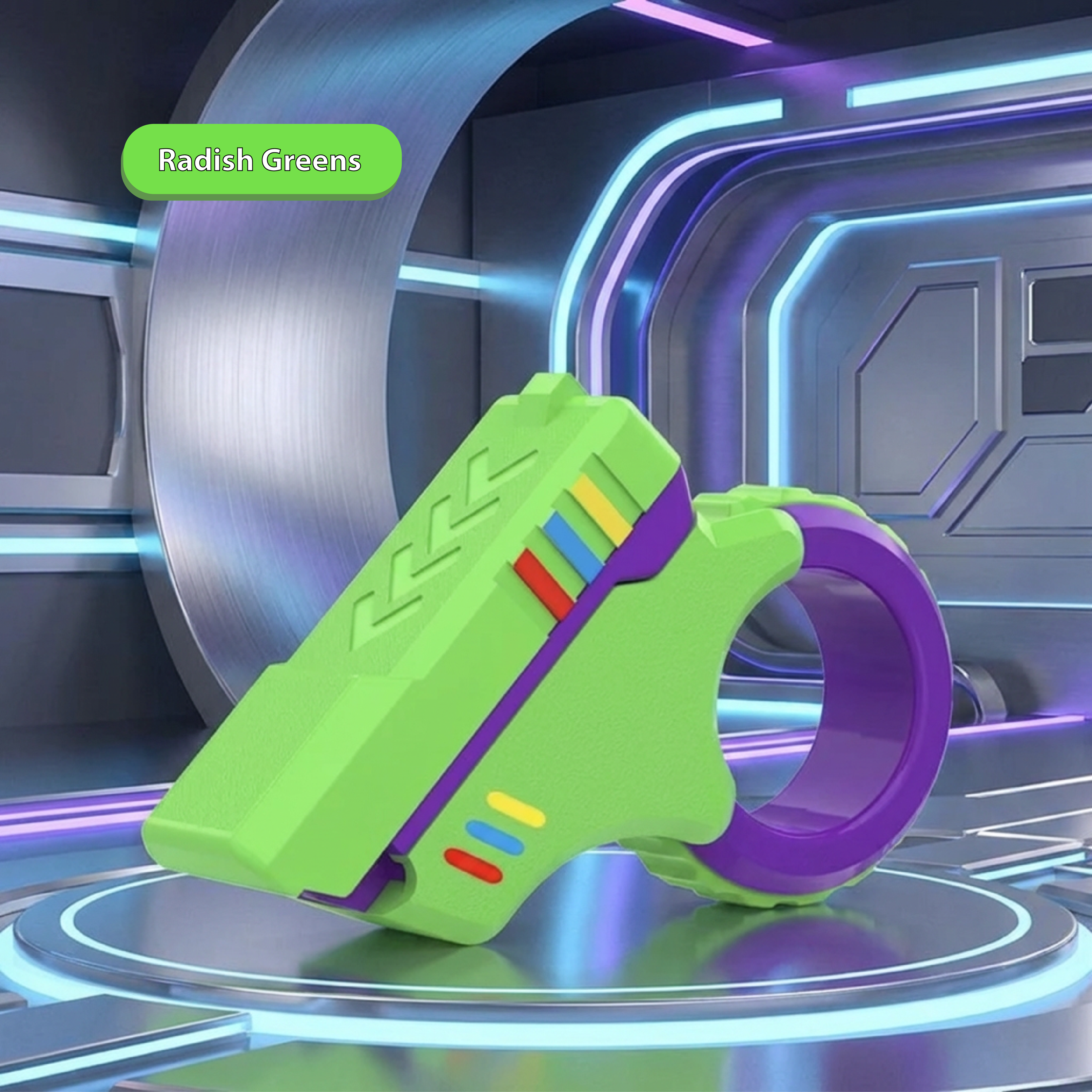 Radish Green and Purple Pulse Pivot - Vibrant dual-tone mechanical kinetic toy